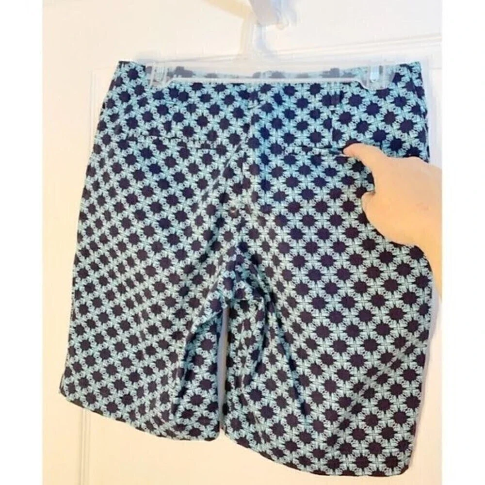 Talbots Petite Geometric Print Casual Summer Bermuda Shorts